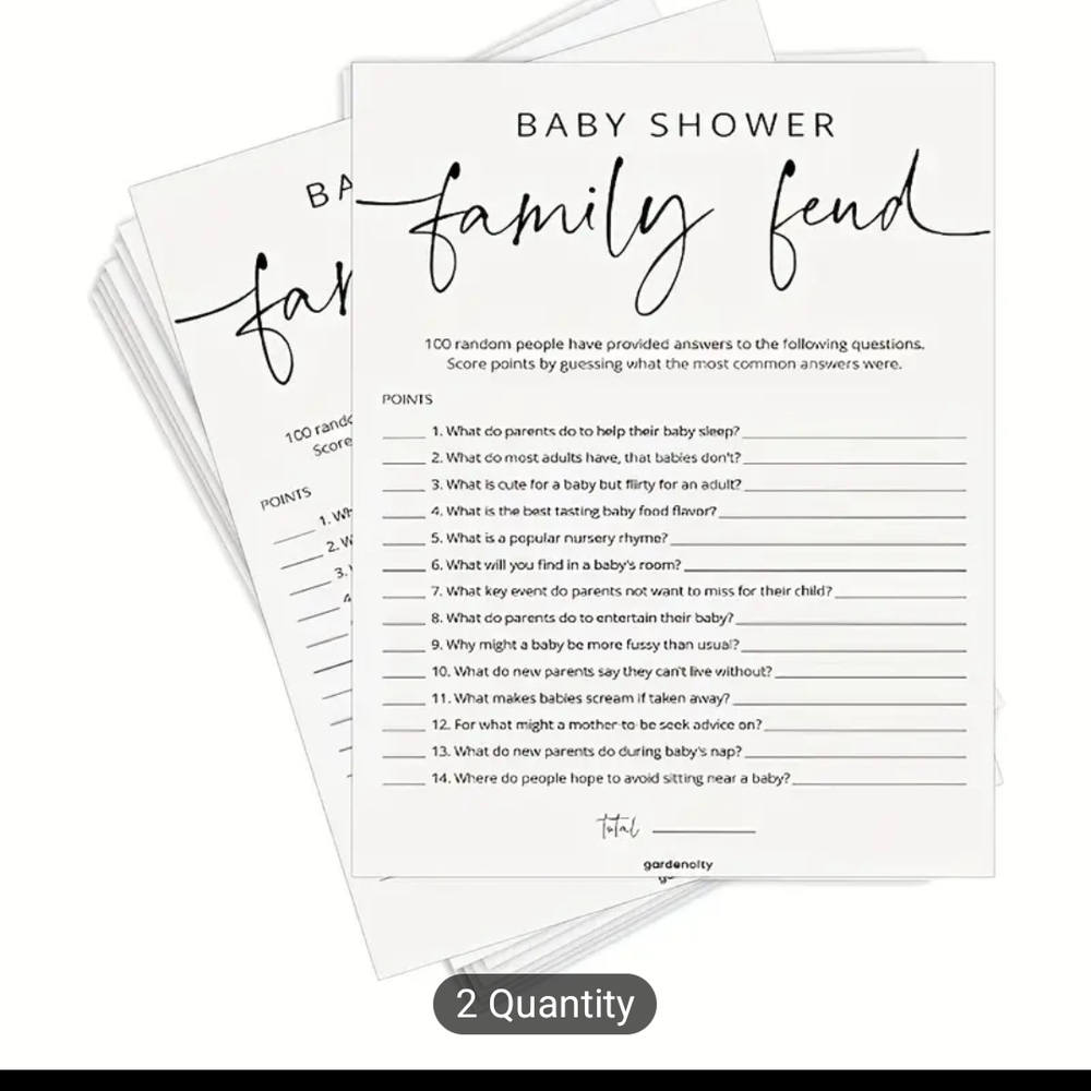 Baby Shower Family Feud Game - Black and White
